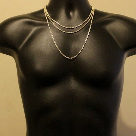 14k Gold 3mm 18" 20" and 24" Rope Chain